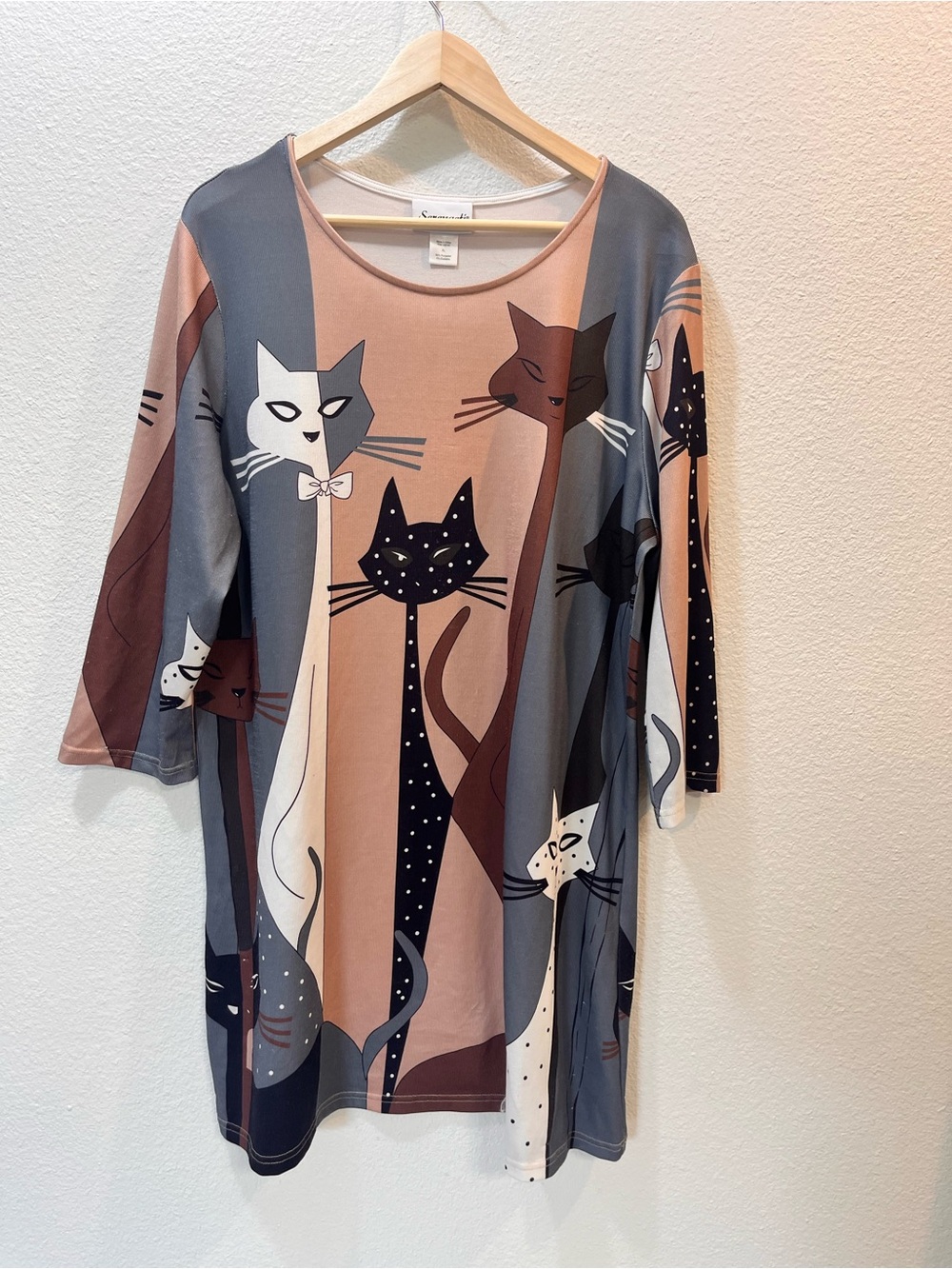 Serengeti Cat Print Tunic in Blush, Gray and Brown